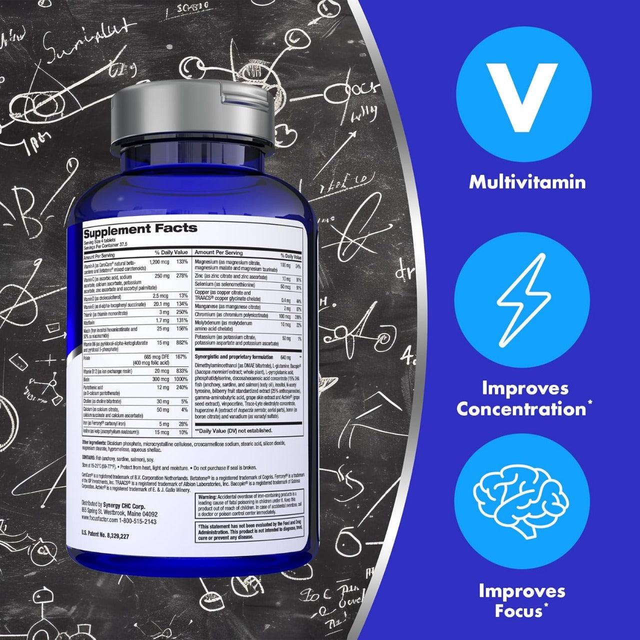 Focus Factor Brain Supplement & Multivitamin for Memory, Focus, Clarity & Concentration | Cognitive Support for Men & Women | 180 Tablets