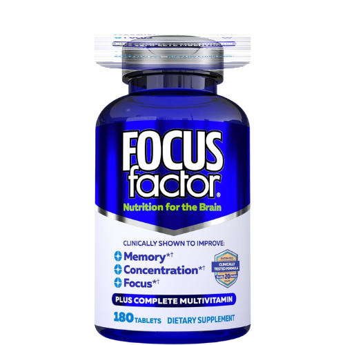 Focus Factor Brain Supplement & Multivitamin for Memory, Focus, Clarity & Concentration | Cognitive Support for Men & Women | 180 Tablets